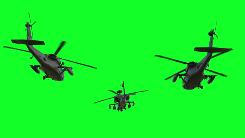 852x480 Military Helicopter Black Hawk Front Green Screen 3d Rendering