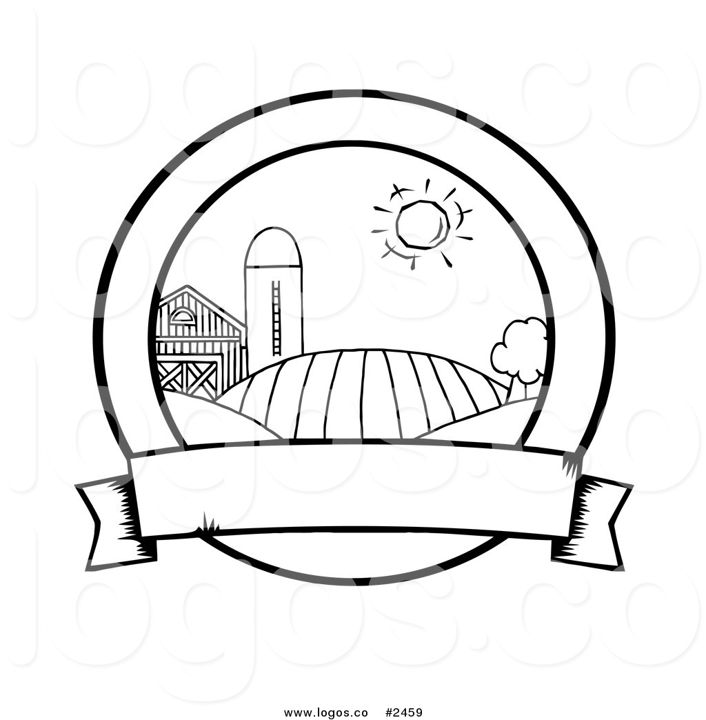 1024x1044 Royalty Free Outline Of Farm With A Blank Banner By Hit Toon
