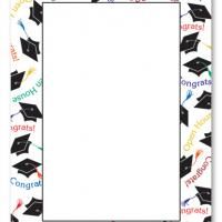200x200 Graduation Hat Border Blank Card Invitation Graduation