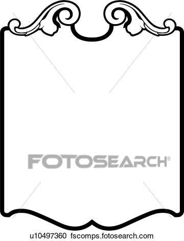 360x470 Clipart Of , Basic, Blank, Border, Shield, Sign, Panel, Shapes