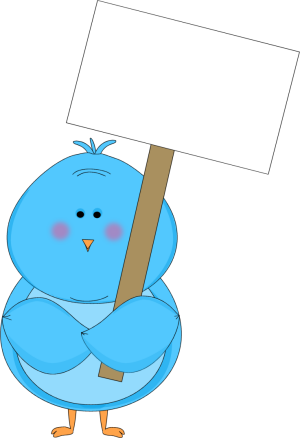 300x438 Blue Bird Holding A Blank Sign Clip Art