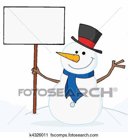 436x470 Clipart Of Snowman Holding A Blank Sign K4326011