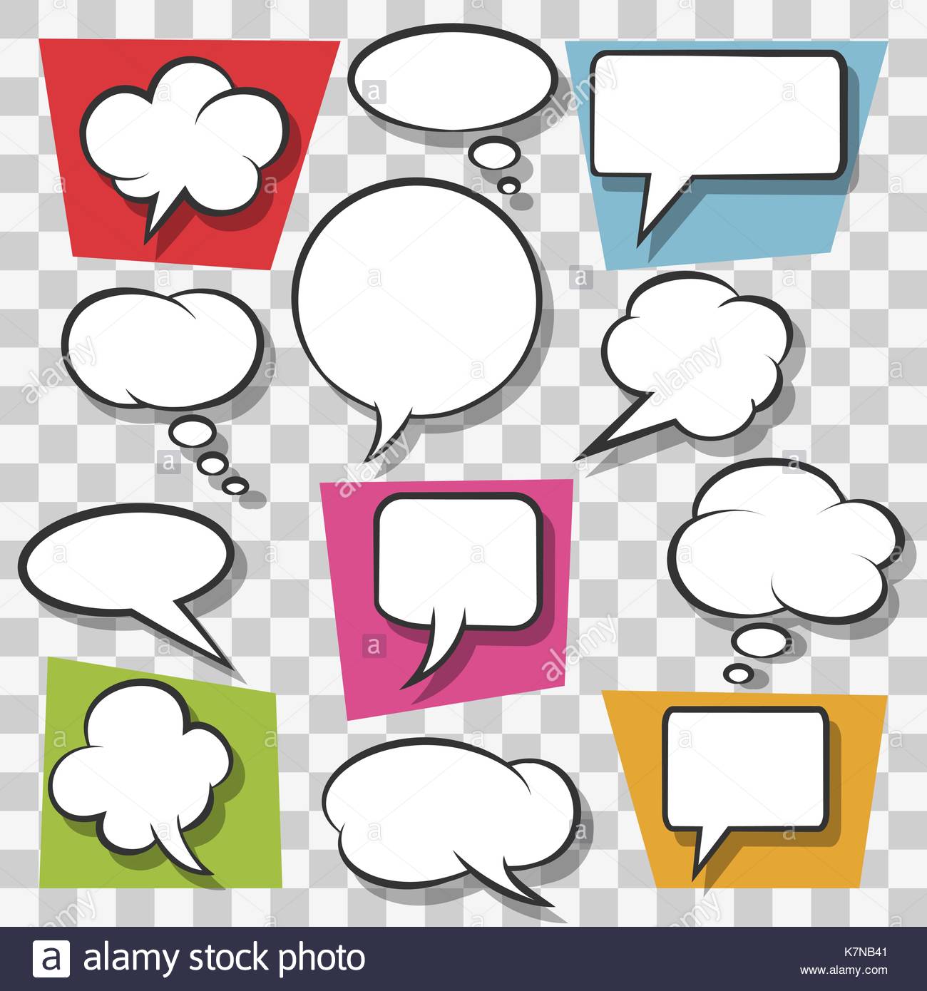 1300x1390 Blank Speech Bubbles Drawn In Pop Art Style On Transparent Stock