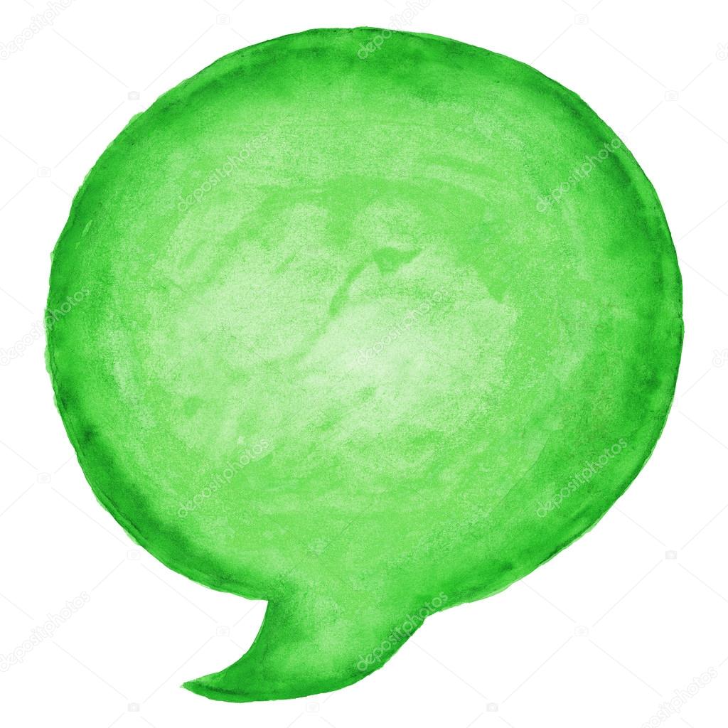 1024x1024 Green Watercolor Blank Speech Bubble Dialog Circle Shape White