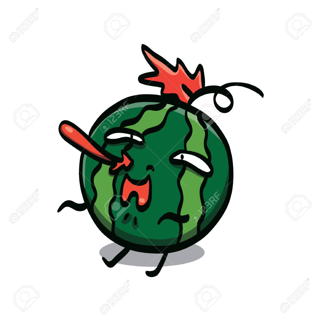 1300x1300 Watermelon Cartoon Character Had Nose Bleeding Royalty Free