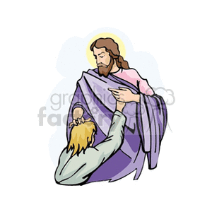 300x300 Royalty Free Jesus Blessing A Man 164424 Vector Clip Art Image