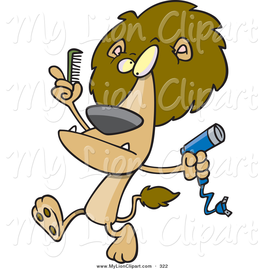 1024x1044 Clipart Of A Crazy Early Morning Cartoon Male Lion Using A Comb