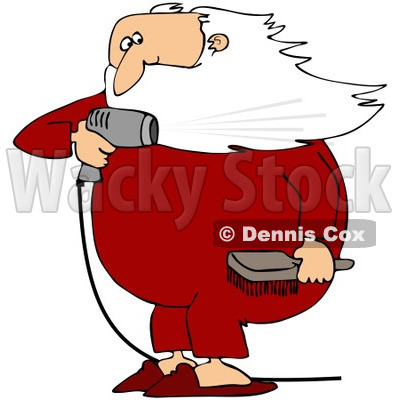 400x400 Free (Rf) Clipart Illustration Of Santa Holding A Hair Brush