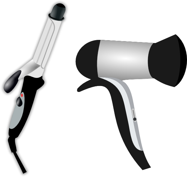600x568 Hair Iron And Blow Dryer Clip Art