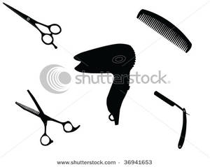 300x239 Art Image Scissors, A Comb, A Blowdryer, And A Straight Razor