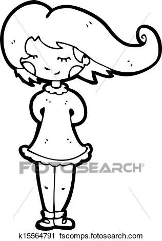 316x470 Clipart Of Cartoon Girl With Hair Blowing In Wind K15564791