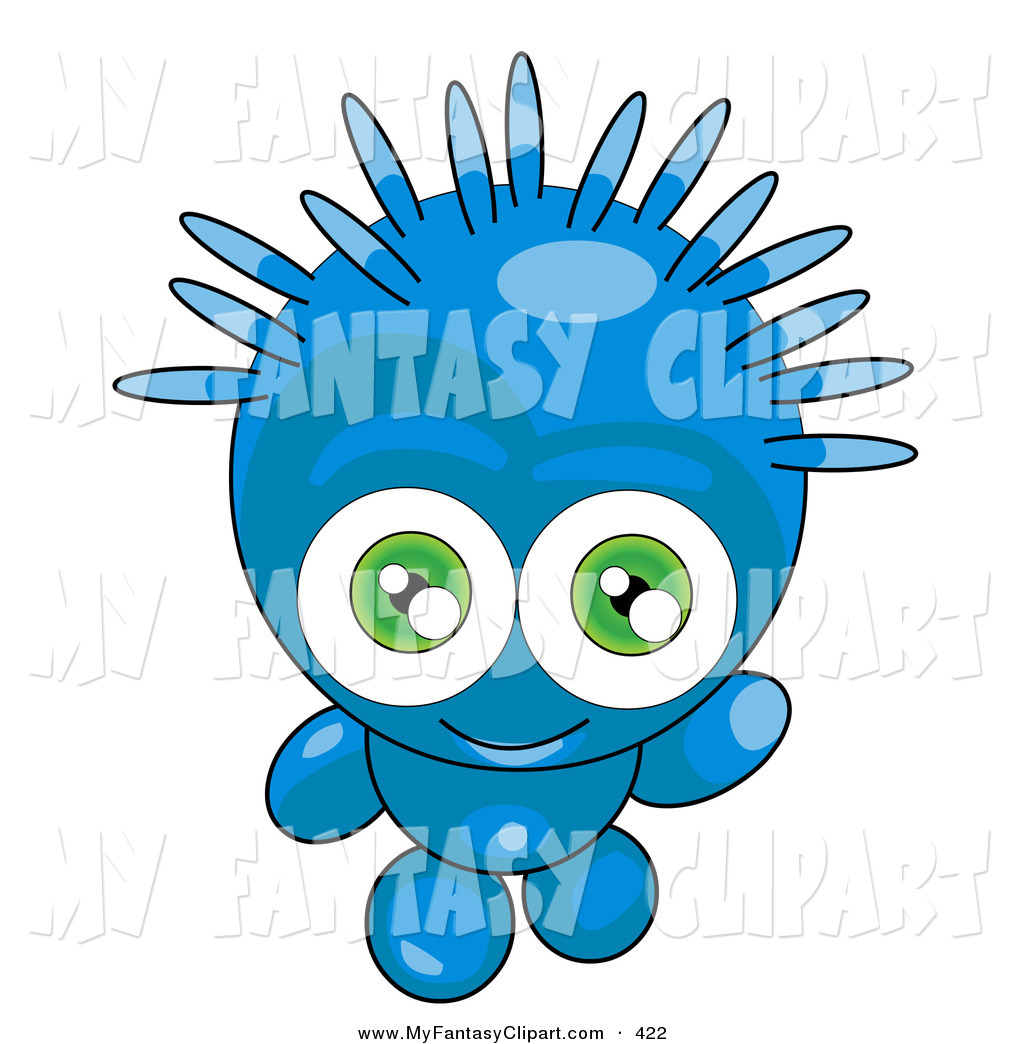 1024x1044 Clip Art Of A Happy And Friendly Blue Alien With Spiky Green Hair