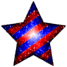 274x274 Glittering Red Blue Star With Silver Out Line