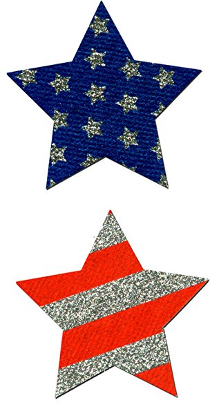 304x589 Red White And Blue Star Glitter Pasties Clothing