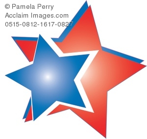 300x284 Art Illustration Of Red, White And Blue Star Design