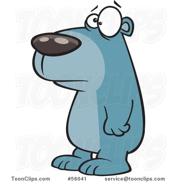 581x600 Cartoon Sad Blue Bear Facing Left