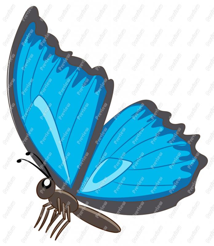 696x800 Blue Butterfly Character Clip Art