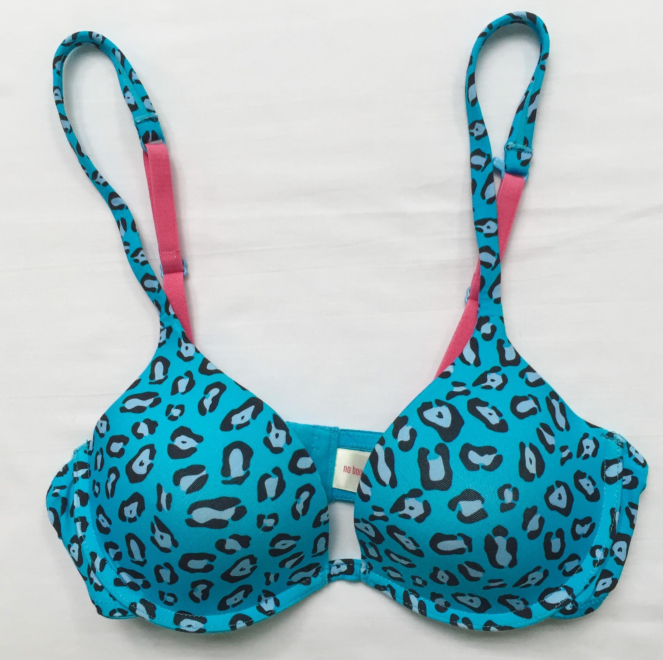 2177x2169 No Boundaries Aqua Blue Cheetah Print 34b Push Up Bra