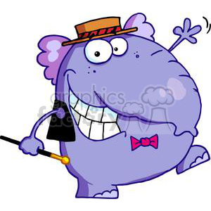 300x300 Royalty Free Blue Elephant Dancing With Hat And Cane 377937 Vector