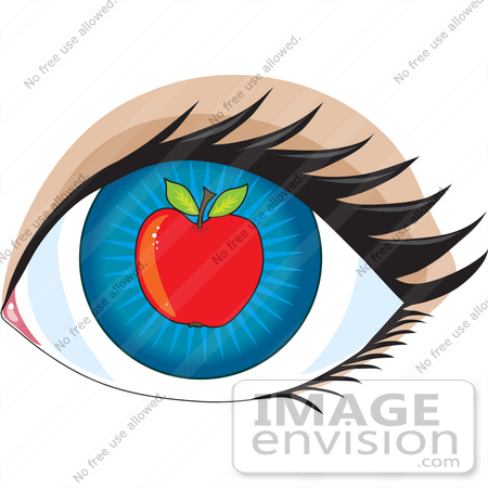 450x450 Clip Art Graphic Of A Blue Eye With A Red Apple In The Center