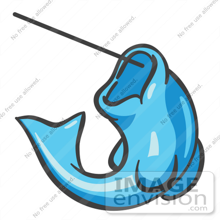 450x450 Clip Art Graphic Of A Sky Blue Fish On A Hook