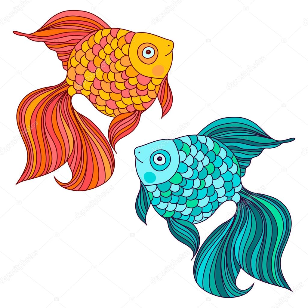 1024x1024 Orange And Blue Fishes Stock Vector Xenia Ok