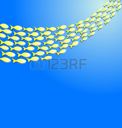 428x450 Shoal Of Blue Fishes On White Background Royalty Free Cliparts