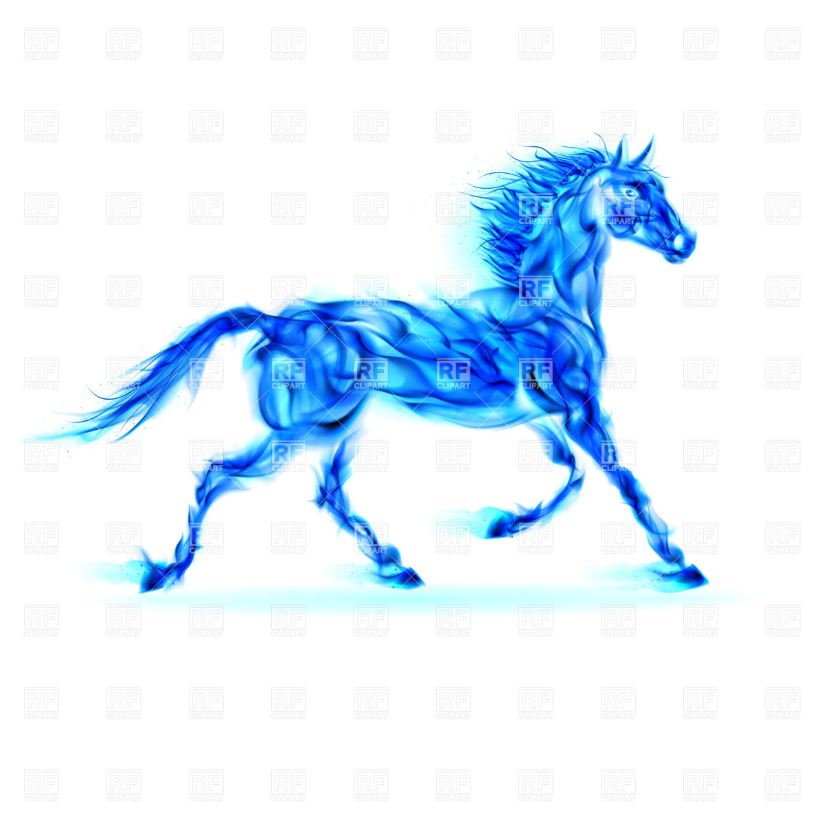 1200x1200 Blue Fire Horse In Motion On White Background Royalty Free Vector