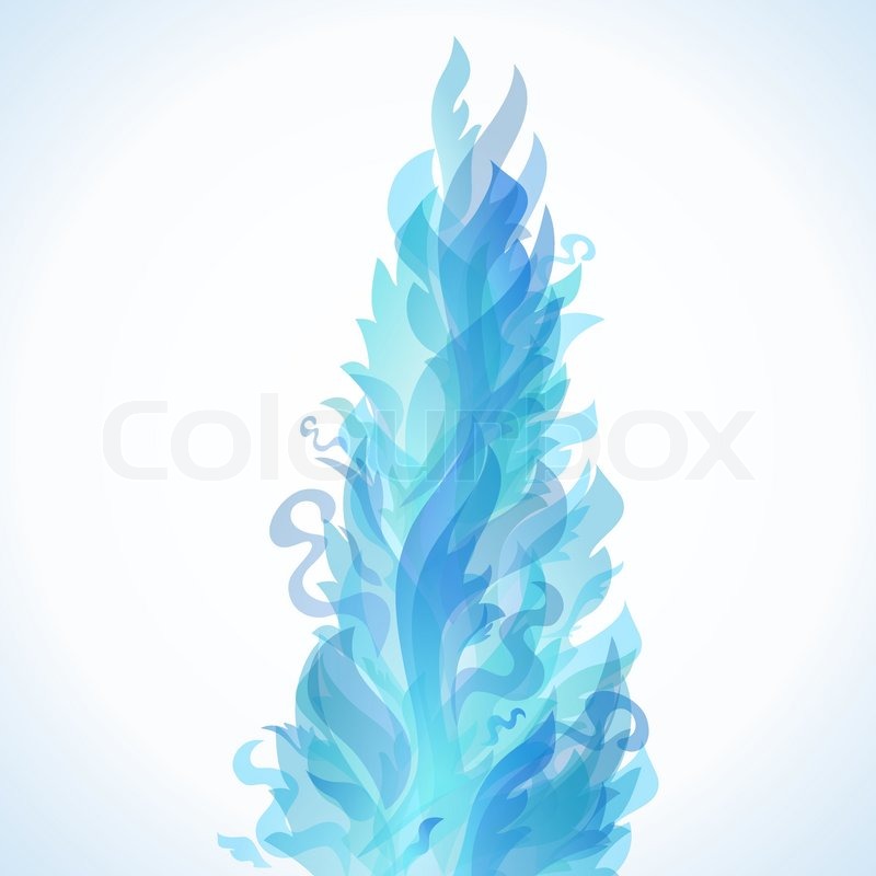 800x800 Different Blue Fire Flames On A White Background Stock Vector