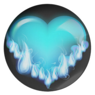324x324 Flaming Heart Plates Zazzle
