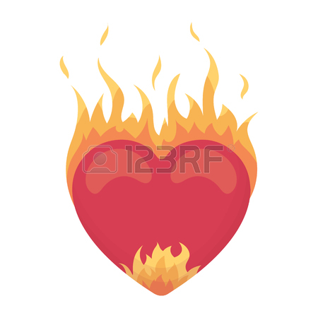 450x450 Heart In Flame Icon In Outline Style Isolated On White Background