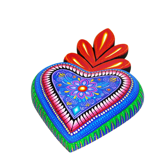 700x700 Julia Fuentes Amp J. Juan Melchor Blue Wall Flaming Heart Sandia Folk