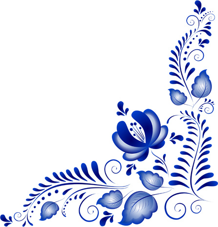 446x466 Blue Flower Ornaments Corner Vector Things To Do