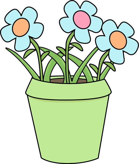 469x550 Flower Pot With Blue Flowers Clip Art