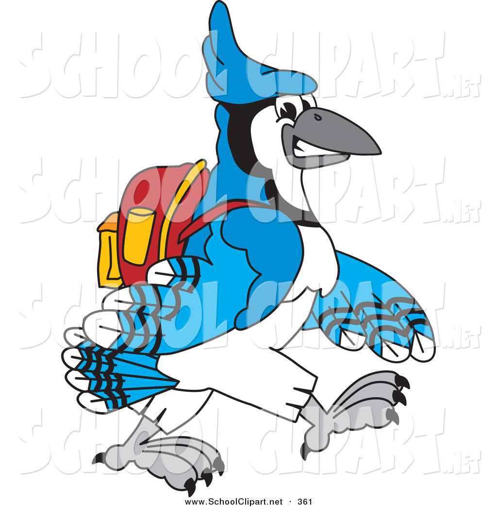 1024x1044 Clip Art Of A Blue Jay Character School Mascot Walking To School