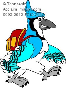 226x300 Cartoon Blue Jay Wearing A Backpack