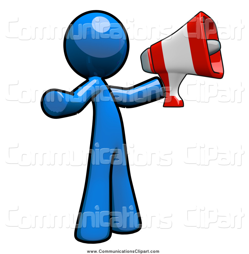 1024x1044 Communication Clipart Of A Blue Man Using A Megaphone By Leo
