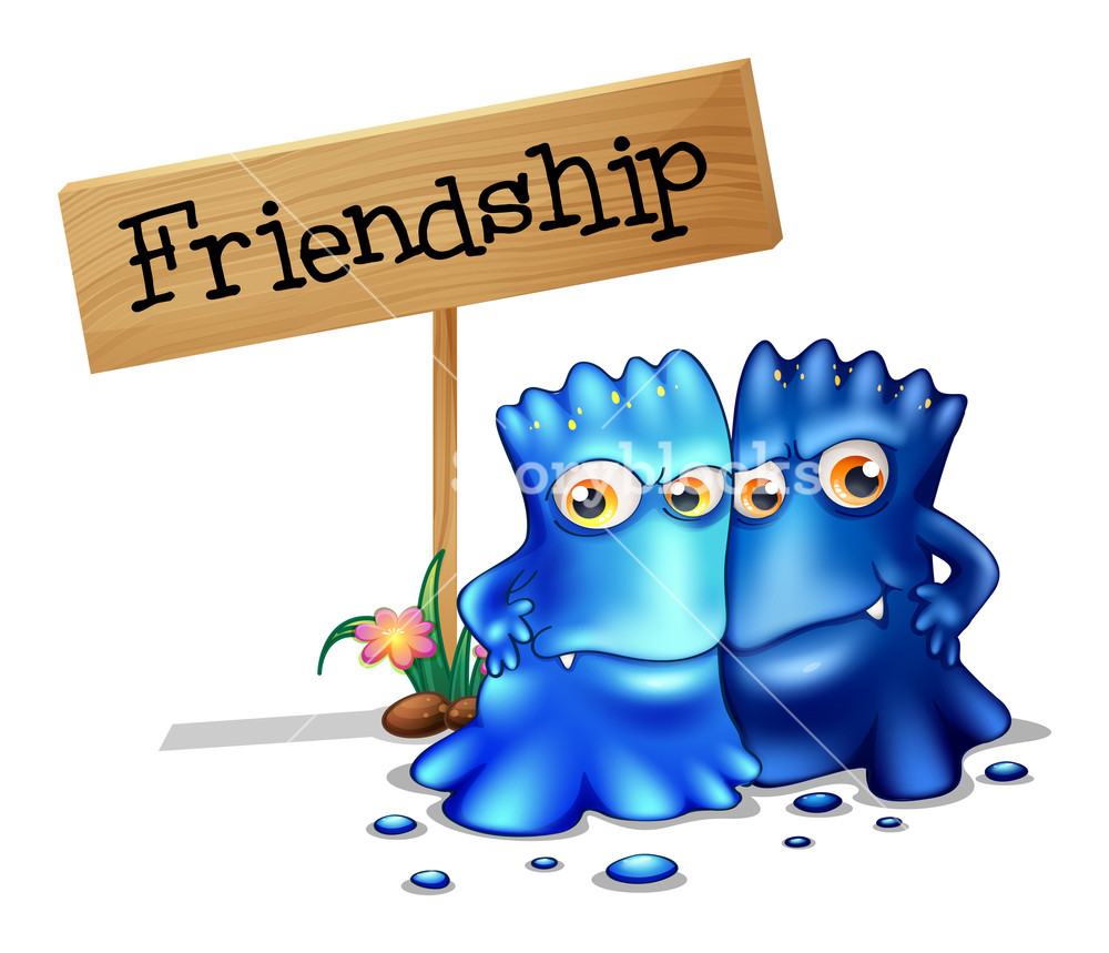 1000x859 Illustration Of The Two Blue Monsters Beside A Signage On A White