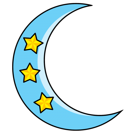 450x450 Cute Blue Crescent Moon With Three Yellow Stars Clipart Design