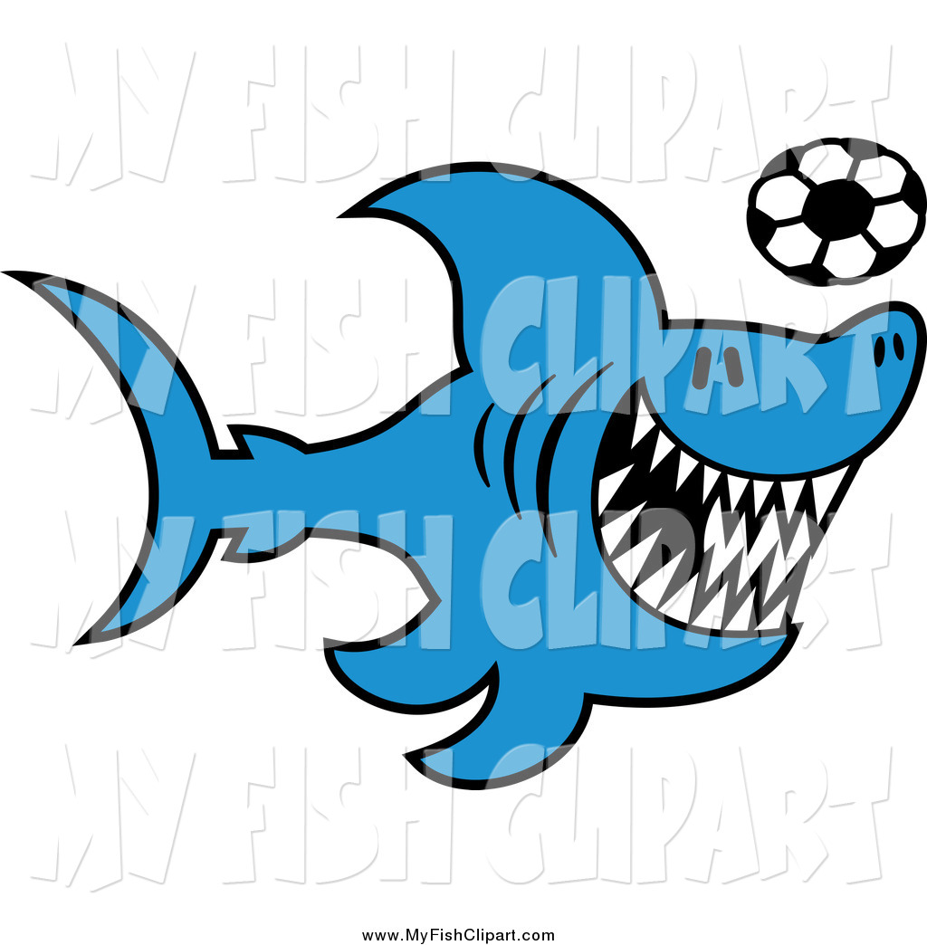 1024x1044 Clip Art Of A Blue Shark And Soccer Ball By Zooco