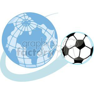 300x300 Royalty Free Soccer Ball Flying Around A World Globe 379885 Vector