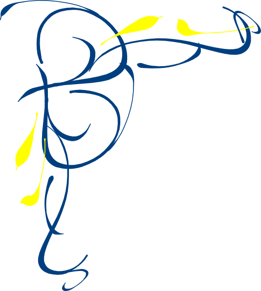 534x595 Floral Swirl Upper Left Blue And Yellow Clip Art