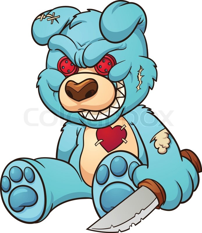 694x800 Evil Teddy Bear. Vector Clip Art Illustration With Simple