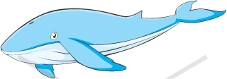 320x112 Friendly Blue Whale Cartoon