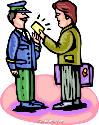 380x480 Traveler With A Boarding Pass Royalty Free Vector Clip Art