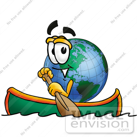 450x450 Clip Art Graphic Of A World Globe Cartoon Character Rowing A Boat