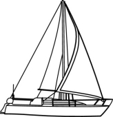 164x170 Drawn Sailing Boat Black And White