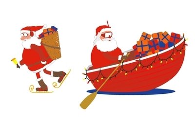 400x253 Santa Skates And Boat, Cliparts