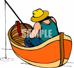 300x277 Man Fishing In A Wooden Boat