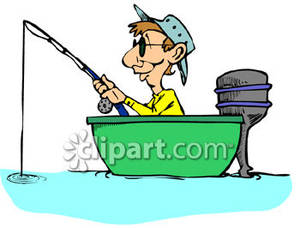 300x228 Man Sitting In A Small Boat, Fishing Royalty Free Clipart Picture